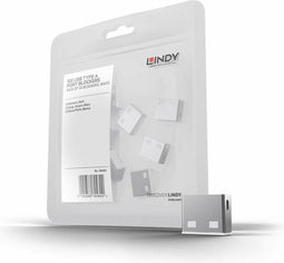 Lindy 40464 - USB-poort slot - Set van 10 stuks zonder sleutel - Wit
