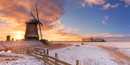 Customize it - Tuinschilderij molen winter 130x70