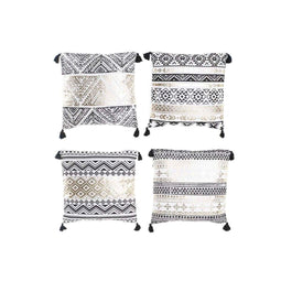 Kussen DKD Home Decor Zwart Gouden Polyester Katoen Aluminium Arabisch (45 x 10 x 45 cm) (4 Stuks)