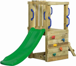 Houten Speeltoestel Irma Small (SwingKing) | Speeltoren met Glijbaan voor Buiten in de Tuin | FSC Hout - Glijbaan Groen