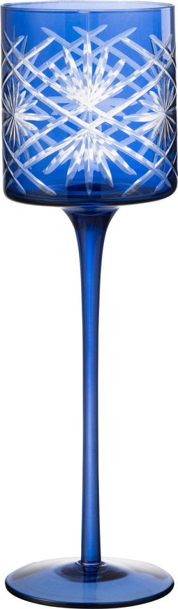 J-Line theelichthouder op voet Santorini - glas - blauw - large