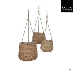 Mica Decorations Hangende Mand - H80 x D26 cm - Gevlochten natuurlijk materiaal - Lichtbruin
