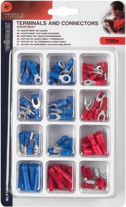 Velleman BL/F100 - Assortiment kabelschoenen - 100 stuks - Rood/Blauw