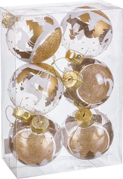 Kerstballen Gouden Plastic 8 cm (6 Stuks)