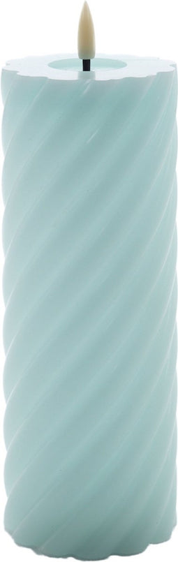swirl led kaars rustic blauw 20x7,5cm