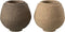 J-Line bloempot - keramiek - taupe/bruin - small - 2 stuks - Ø 15.5 cm