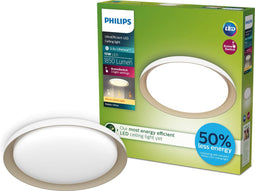 Philips Pebblo plafondlamp - Ultra Efficient - SceneSwitch 10W - Warmwit - Wit met goud design