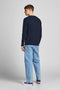 JACK&JONES ORIGINALS JORPAUL TONS KNIT CREW NECK - Heren Trui - Ronde hals - Donkerblauw