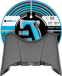 Cellfast Smart Pro ATS - Slang met houder 1/2" 20m - 4-lagige slang 1/2", pistoolspuit, 2 x snelkoppeling, universele aansluiting met binnendraad
