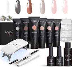 Moods Gellac - Luxe Polygel Set - Polygel Nagels Starterspakket - UV LED lamp - 6 Kleuren