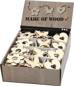 Houten decoraties, afm 6 cm, dikte 3 mm, 200 stuks