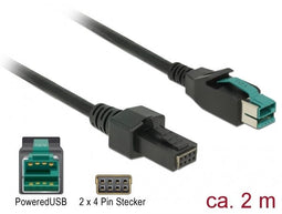 Delock 85483 - PoweredUSB Kabel - 2 m Recht Mannelijk - Zwart