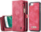 Caseme - vintage 2 in 1 portemonnee hoes - Geschikt voor iPhone SE (2022 / 2020) / 8 / 7 / 6(s) - Rood