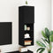 vidaXL - LED - TV-kast - in - Zwart - Eik - 30,5x30x102 - cm - Gelaagd - Hout