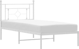vidaXL - Bedframe - met - hoofdbord - metaal - wit - 100x190 - cm