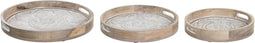 Set van trays DKD Home Decor Wit Bruin Mangohout 39 x 39 x 4,5 cm