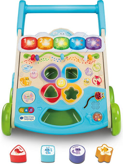VTech Stap & Leer Loopwagen - Educatief Speelgoed - Interactief Activiteitenpaneel en Vormenstoof - Hout
