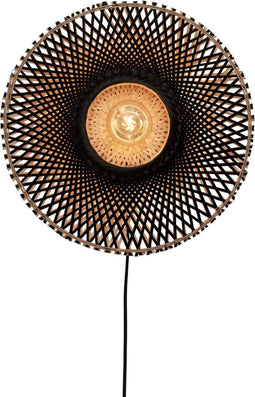 GOOD&MOJO Wandlamp Kalimantan - Bamboe/Zwart - Ø44cm - Binnen Modern