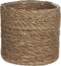 Mica Decorations Plantenmand - naturel bruin - rotan - 16 x 16 cm - Met plastic binnenkant