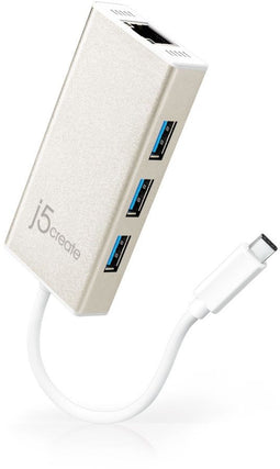 j5create JCH471 - USB Type-C Gigabit Ethernet Hub Multi Adapter - 5 Gbps - Grijs