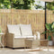 vidaXL - Tuinbank - 2-zits - met - kussens - & - tafel - poly - rattan - beige
