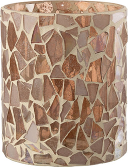 J-Line windlicht Mozaiek - glas - beige - medium