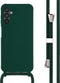 iMoshion Hoesje Geschikt voor Samsung Galaxy A14 (5G) / A14 (4G) Hoesje Met Koord - iMoshion Siliconen hoesje met koord - Donkergroen
