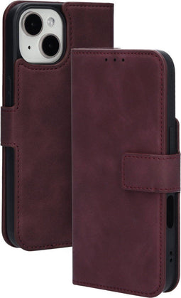 Mobiparts hoesje geschikt voor Apple iPhone 15/14/13 - Wallet/Boekhoesje - Eco Leer - Magneet Sluiting - Opberg vakken - Paars Rood