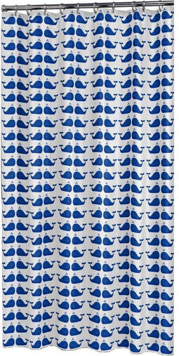 Sealskin Whale - Douchegordijn 180x200 cm - Walvispatroon - Blauw
