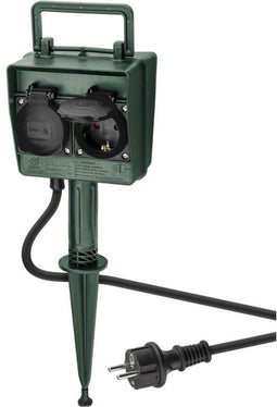 Goobay IP44 - Outdoor stekkerdoos - 4 contacten met grondpin - zwart/groen
