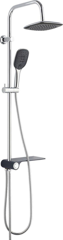 SCHÜTTE Aquastar Douchesysteem - Regendouche - Geïntegreerd zijdelingse Planchet met Push-Button Omsteller - Chroom & Antraciet