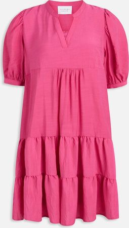 SISTERS POINT Ibon-dr3 - Damesjurk - Oversized pasvorm V-hals driekwart pofmouwen - Roze