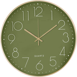 Tyme Wandklok - 40 cm - Modern - Stil Uurwerk - Groen Goud