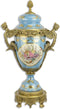 BRONZEN URN VAN BLAUW GESLEPEN PORSELEIN EN DEKSEL