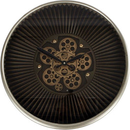 Klok industrieel Guus - wandklok zwart goud - wandklok met tandwielen 54cm