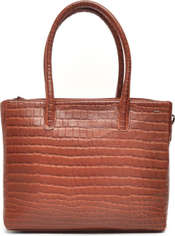 Berba Grote Schoudertas / Crossbodytas Dames - Leer - Gestreept - Laguna - Cognac