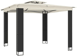 vidaXL - Prieel - met - dubbel - dak - 2,94x2,94 - m - staal - crèmekleurig