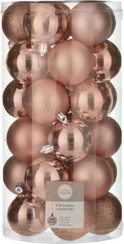 House of Seasons - Plastic Kerstballen Set - 30 stuks - Ø6 cm - Roze (30 stuks)