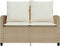 vidaXL - Tuinbank - 2-zits - met - kussens - & - tafel - poly - rattan - beige
