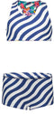 Just Beach Meisjes Bikini - Reversible - Wavy Streep en Tropical Birds - Maat 140