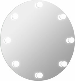 vidaXL - Wandspiegel - zonder - lijst - met - LED-lampen - rond - glas