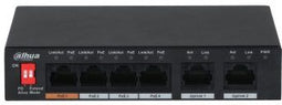 Dahua PFS3006-4ET-60 - Unmanaged Switch - 6x Ethernet 100Mbps - 4x PoE (802.3af) - PoE-budget 60W - Layer 2 - 2000x MAC-adressen