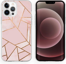 iMoshion Hoesje Geschikt voor iPhone 13 Pro Max Hoesje Siliconen - iMoshion Design hoesje - Roze / Meerkleurig / Goud / Pink Graphic