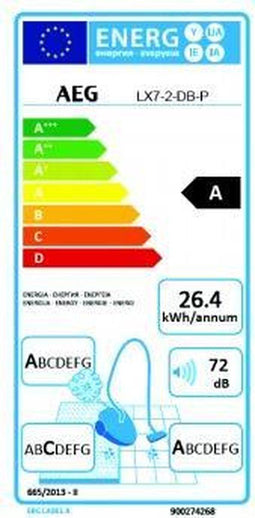 AEG LX7-2-DB-P - Cilinderstofzuiger - 750 W - Zakloos - A (26,4 kWu)
