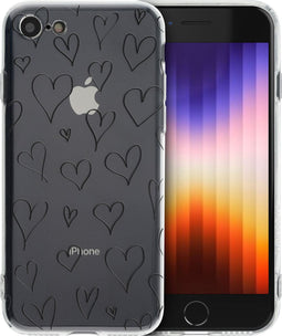 imoshion Hoesje Geschikt voor iPhone SE (2022) / SE (2020) / 8 / 7 Hoesje Siliconen - imoshion Design hoesje - Meerkleurig / Hearts