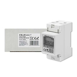 Qoltec 50899 - Eenfasige elektronische energieverbruiksmeter - 230 volt LCD-scherm 2P DIN-rail