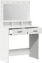 vidaXL - Kaptafel - met - LED-verlichting, - Wit, - 79x41x135 - cm