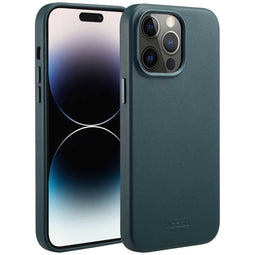 Accezz MagSafe Leather Backcover - iPhone 14 Pro Max - Echt leer - Donkergroen