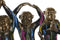 Decoratieve figuren DKD Home Decor Gouden Hars Multicolour Aap Modern (19 x 12 x 24,5 cm) (3 Stuks)