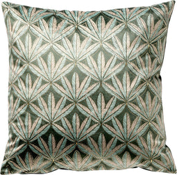 Dutch Decor CRESENTO - Sierkussen 45x45 cm - luxe kussen met bladmotief – Granite Green - multicolor - Inclusief binnenkussen